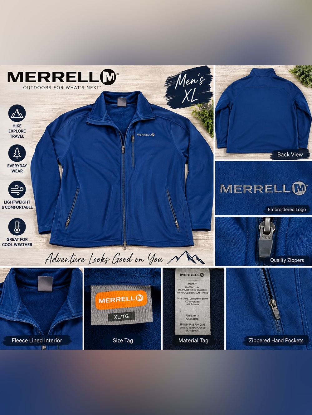 Merrell Men's Royal Blue Lightweight Softshell Jacket
